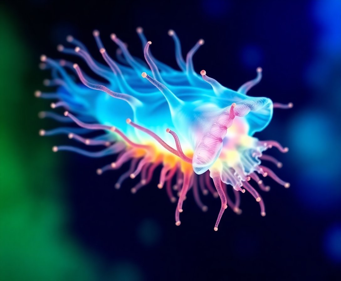 Luminous Realistic Ocean Ctenophore Paint By Numbers Kit completed