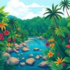 Lush Coastal Jungle Route Paint By Numbers