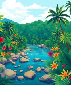 Lush Coastal Jungle Route Paint By Numbers