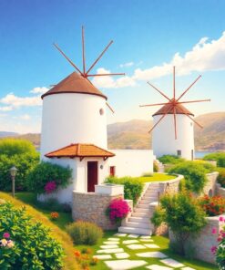 Windmill Scene Paint Numbers