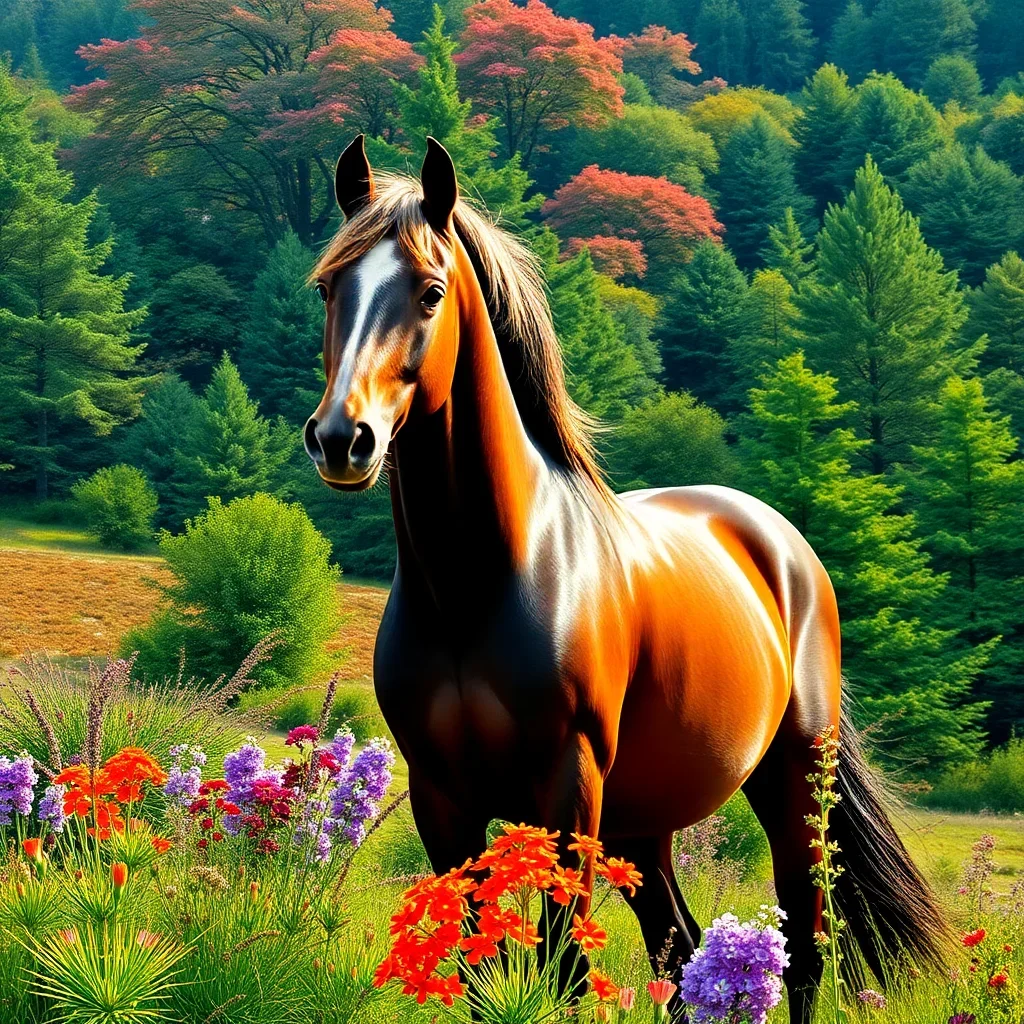 completed artwork display Lush Highland Equestrian Scene Paint by Numbers