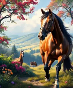 Lush Highland Equestrian Scene Paint By Numbers