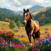 Lush Highland Equestrian Scene Paint By Numbers