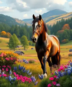 Lush Highland Equestrian Scene Paint By Numbers