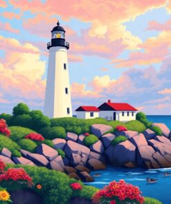 Lush Island Lighthouse Paint By Numbers