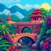 Lush Jungle Fortress Bridge Paint By Numbers