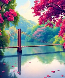 Lush Lagoon Suspension Bridge Paint By Numbers