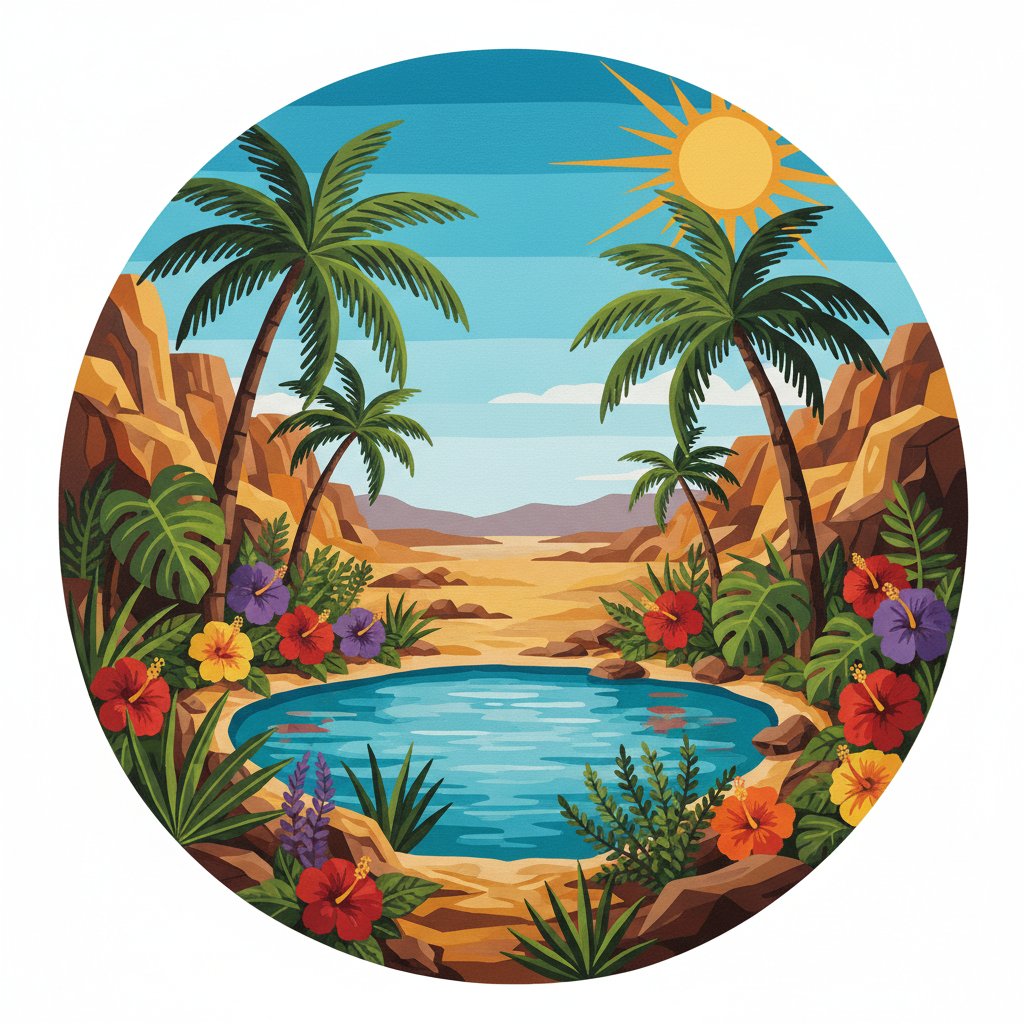 Lush Oasis Horseshoe Paint By Numbers Kit - Tropical Art completed