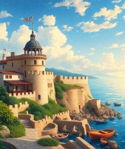 Lush Oceanfront Vintage Fortress Paint By Numbers