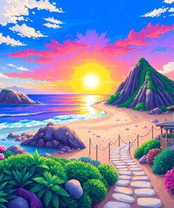 Lush Peaks Beach Retreat Paint By Numbers