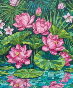 Lush Pink Tropical Lotus Paint By Numbers