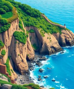 Lush Seaside Cliff Descent Paint By Numbers