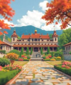 Lush Stone Palace Grounds Paint By Numbers