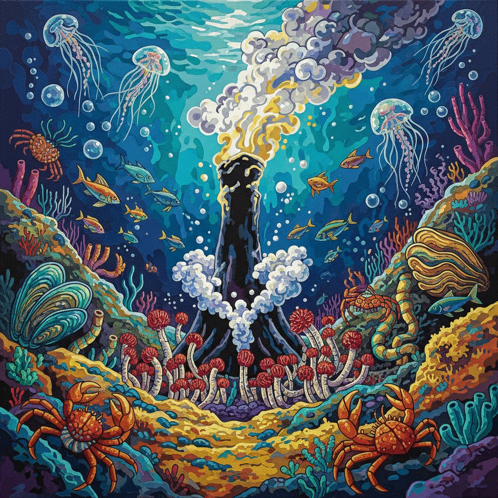 Lush Submarine Vent Life Paint By Numbers - Deep Sea Kit completed