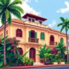 Lush Tropical Colonial Facade Paint By Numbers