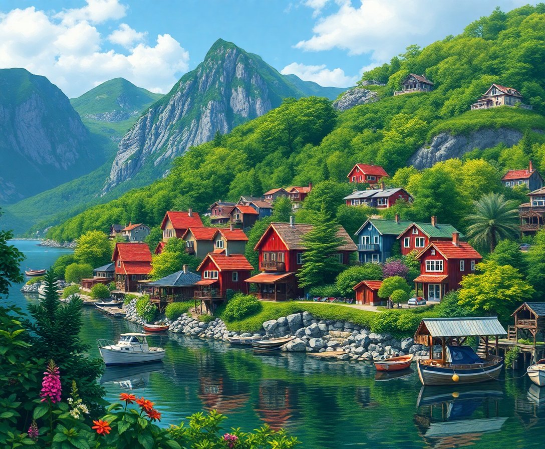 Fjord Village Paint Numbers Fjord Village Paint Numbers