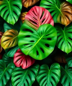 Lush Tropical Monstera Foliage Paint By Numbers