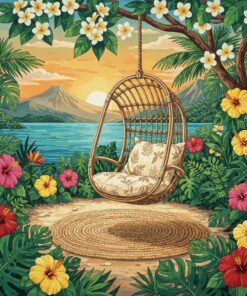 Lush Tropical Rattan Rest Paint By Numbers