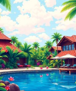 Lush Tropical Resort Hideaway Paint By Numbers