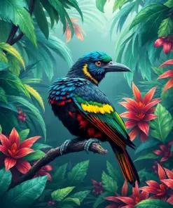 Lush Tropical Trogon Hideaway Paint By Numbers