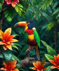 Lush Tropical Trogon Hideaway Paint By Numbers