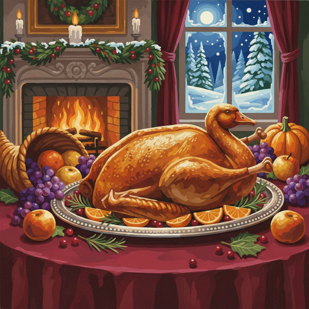 Lush Vintage Roast Goose Paint By Numbers Kit - Holiday Art completed