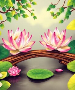 Lush Wooden Lotus Crossing Paint By Numbers