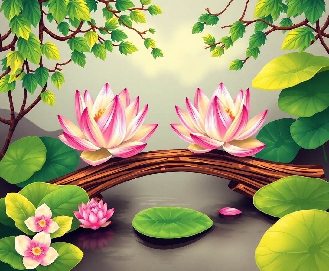 lush-wooden-lotus-crossing-paint-by-numbers-kit-tranquil-art