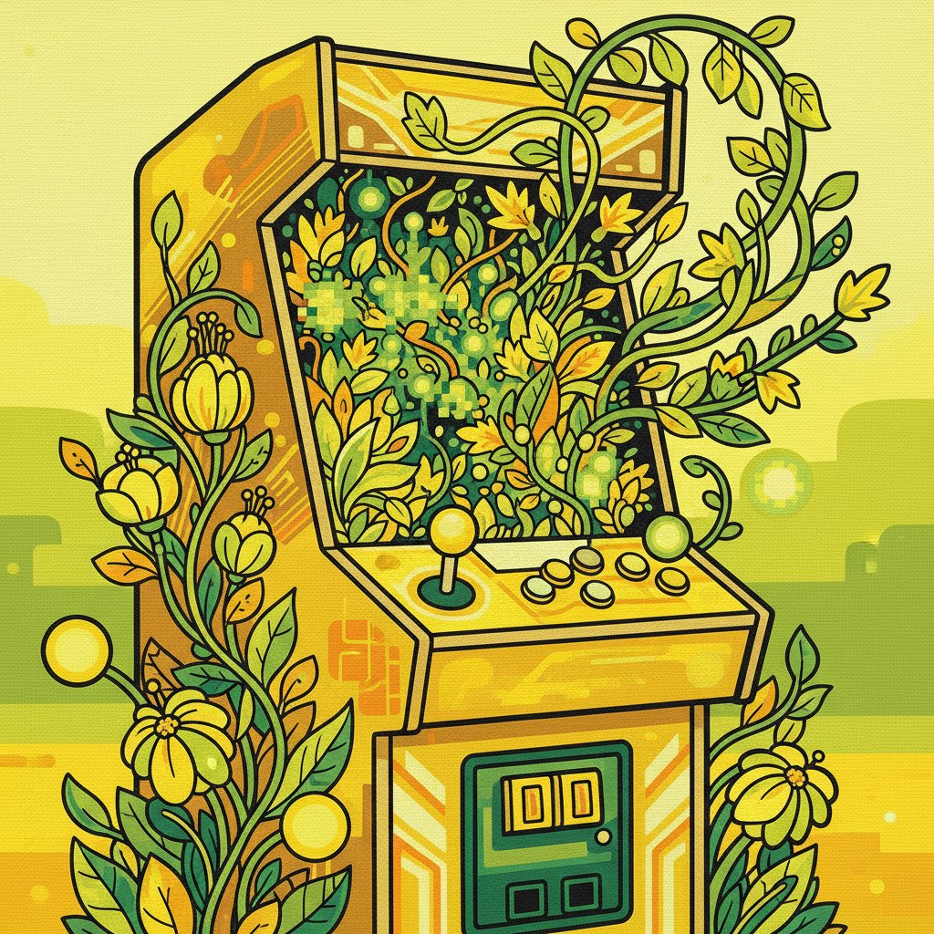 Lush Yellow Arcade Cabinet Paint By Numbers Kit - Vintage Gaming Art completed