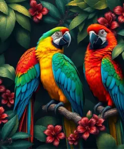 Macaws Antique Jungle Paint By Numbers