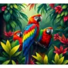 Macaws In Antique Jungle paint by numbers