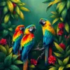 Macaws in Antique Jungle paint by numbers