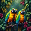 Macaws In Antique Jungle Paint By Numbers