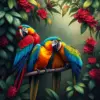 Macaws In Antique Jungle Paint By Numbers