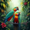 Macaws In Antique Jungle paint by numbers
