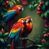 Macaws In Antique Jungle paint by numbers