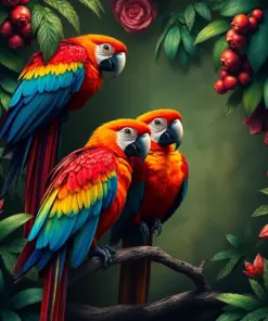 Macaws In Antique Jungle paint by numbers