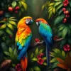 Macaws In Antique Jungle Paint By Numbers
