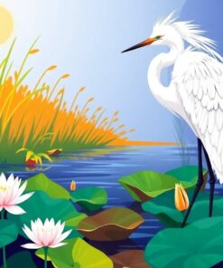 Majestic Egret Lily Oasis Paint By Numbers