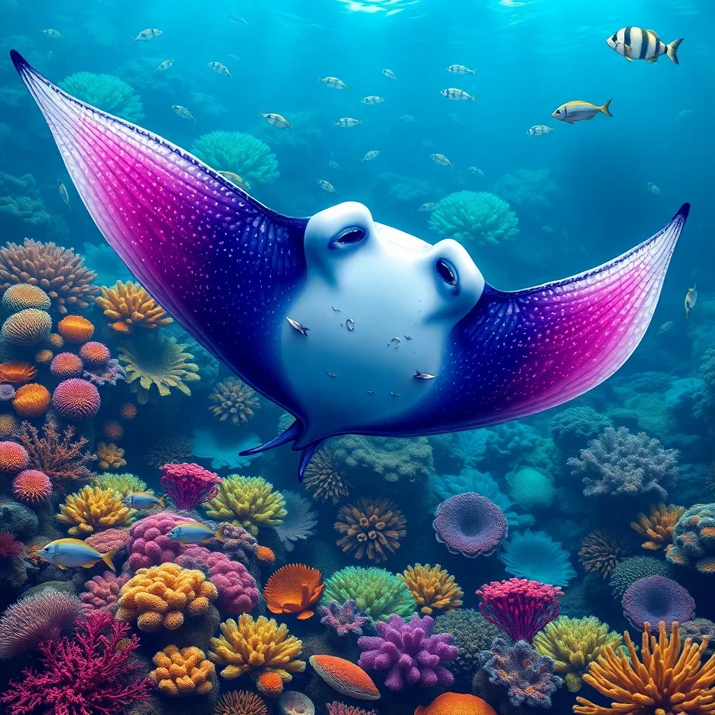 completed artwork display Majestic Manta Reef Glide paint by numbers