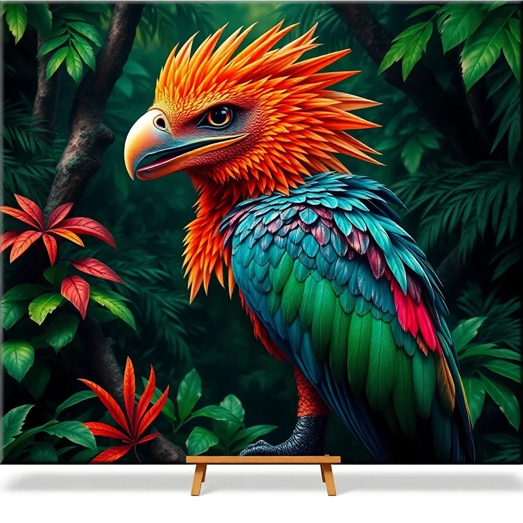 completed artwork display Majestic Rainforest Raptor paint by numbers