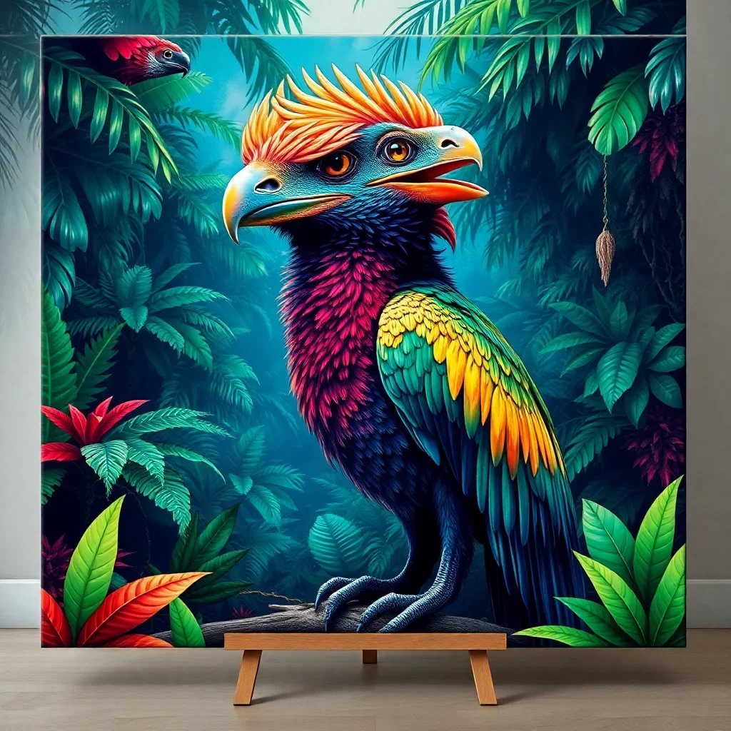 completed artwork display Rainforest Raptor paint by numbers