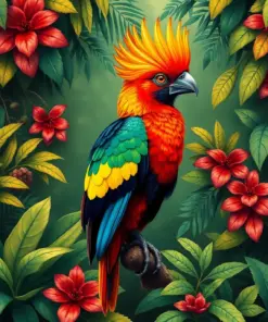 Majestic Turaco Vintage Jungle Paint By Numbers