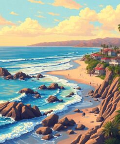 Malibu Coastline Vintage Surf Paint By Numbers