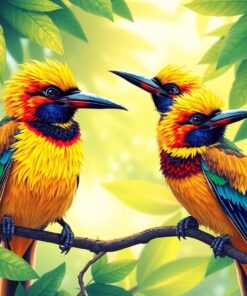 Manakins In Dappled Light Paint By Numbers