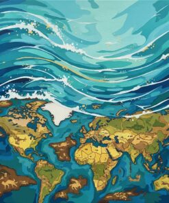 Map Beneath Turquoise Waves Paint By Numbers