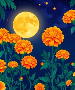 Marigolds Under Tropical Moon Paint By Numbers