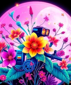 Mechanical Explorer Neon Flora Paint By Numbers