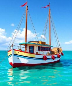 Merchant Vessel Turquoise Waters Paint By Numbers