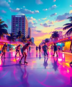 Miami Beach Skate Scene Paint By Numbers